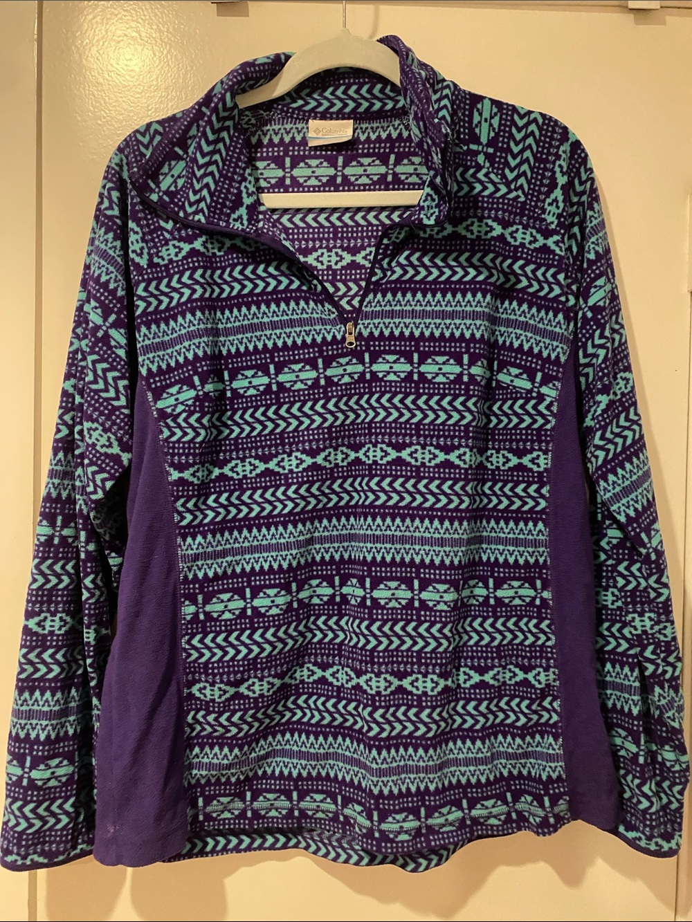 Columbia Purple & Teal Patterned Quarter-Zip Fleece Pullover